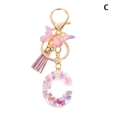 AZ sapņains fliteru burtu atslēgu piekariņš sievietēm pušķis tauriņš, kulons, sākotnējais atslēgu piekariņš somiņa, piekarināma soma, piekariņi, automašīnas atslēgu ķēde