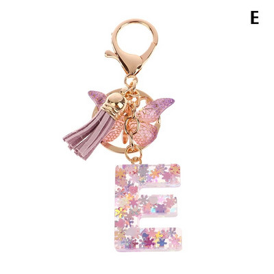 AZ sapņains fliteru burtu atslēgu piekariņš sievietēm pušķis tauriņš, kulons, sākotnējais atslēgu piekariņš somiņa, piekarināma soma, piekariņi, automašīnas atslēgu ķēde