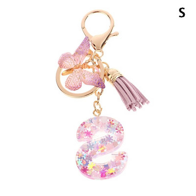 AZ sapņains fliteru burtu atslēgu piekariņš sievietēm pušķis tauriņš, kulons, sākotnējais atslēgu piekariņš somiņa, piekarināma soma, piekariņi, automašīnas atslēgu ķēde