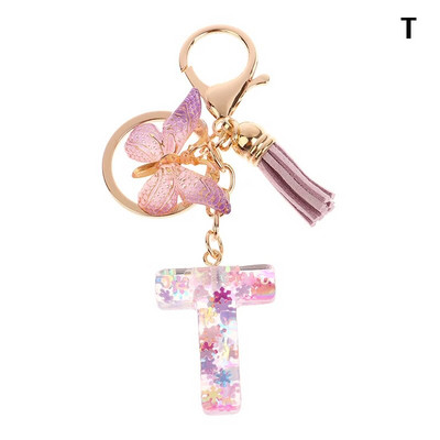 AZ sapņains fliteru burtu atslēgu piekariņš sievietēm pušķis tauriņš, kulons, sākotnējais atslēgu piekariņš somiņa, piekarināma soma, piekariņi, automašīnas atslēgu ķēde