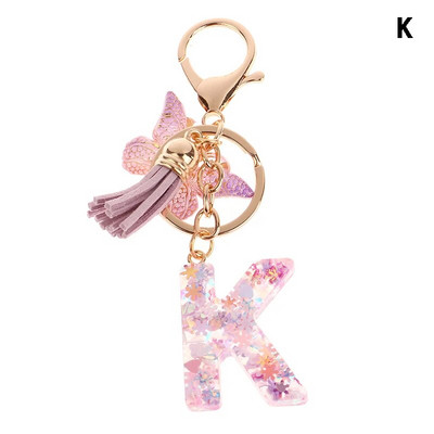 AZ sapņains fliteru burtu atslēgu piekariņš sievietēm pušķis tauriņš, kulons, sākotnējais atslēgu piekariņš somiņa, piekarināma soma, piekariņi, automašīnas atslēgu ķēde