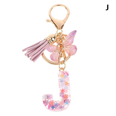 AZ sapņains fliteru burtu atslēgu piekariņš sievietēm pušķis tauriņš, kulons, sākotnējais atslēgu piekariņš somiņa, piekarināma soma, piekariņi, automašīnas atslēgu ķēde