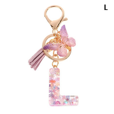 AZ sapņains fliteru burtu atslēgu piekariņš sievietēm pušķis tauriņš, kulons, sākotnējais atslēgu piekariņš somiņa, piekarināma soma, piekariņi, automašīnas atslēgu ķēde