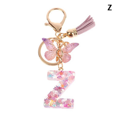 AZ sapņains fliteru burtu atslēgu piekariņš sievietēm pušķis tauriņš, kulons, sākotnējais atslēgu piekariņš somiņa, piekarināma soma, piekariņi, automašīnas atslēgu ķēde