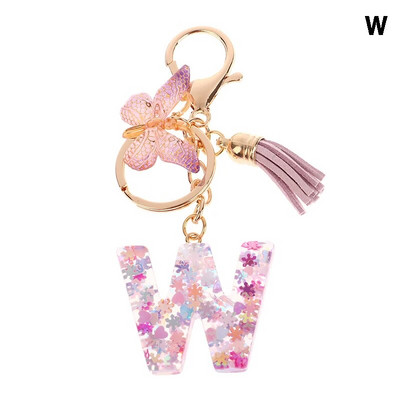 AZ sapņains fliteru burtu atslēgu piekariņš sievietēm pušķis tauriņš, kulons, sākotnējais atslēgu piekariņš somiņa, piekarināma soma, piekariņi, automašīnas atslēgu ķēde
