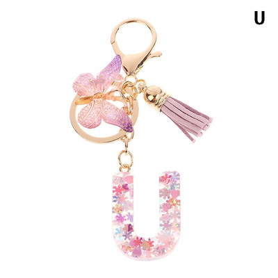 AZ sapņains fliteru burtu atslēgu piekariņš sievietēm pušķis tauriņš, kulons, sākotnējais atslēgu piekariņš somiņa, piekarināma soma, piekariņi, automašīnas atslēgu ķēde