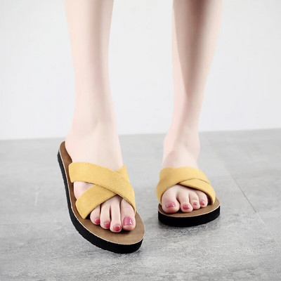 Modes pludmales čības sievietēm ar plakaniem papēžiem brīvā dabā, vasaras slidkalniņi, krustveida siksniņas, sieviešu, plakani, flip-flop apavi sievietēm Zapatos Mujer