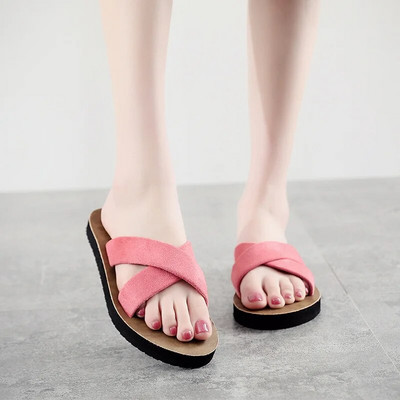 Modes pludmales čības sievietēm ar plakaniem papēžiem brīvā dabā, vasaras slidkalniņi, krustveida siksniņas, sieviešu, plakani, flip-flop apavi sievietēm Zapatos Mujer