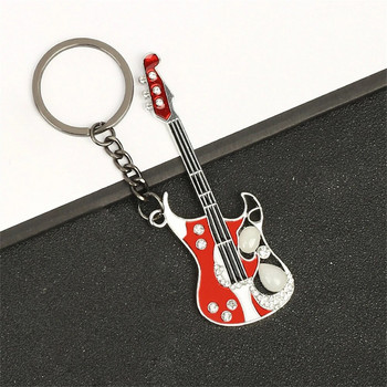Harajuku Y2k Guitar Love Heart Star Key Chain for Women Sweet Cool Trend Fashion Pendant Vintage Aesthetic Bag Charm Accessories