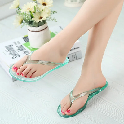 Nove modne cipele u korejskom stilu, ravne potpetice, izrezi na prstima, kristalno prozirne, ženske japanke za plažu, ženske cipele od želea, japanke