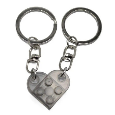 1 Pāris jaukas mīlestības sirds veidošanas bloku atslēgu piekariņi pāriem sievietēm vīriešiem draudzība atdalāma mīlestība sirds ķieģeļu atslēgu piekariņš rotaslietas dāvana