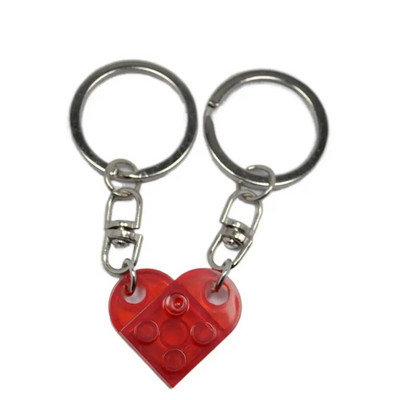 1 Pāris jaukas mīlestības sirds veidošanas bloku atslēgu piekariņi pāriem sievietēm vīriešiem draudzība atdalāma mīlestība sirds ķieģeļu atslēgu piekariņš rotaslietas dāvana