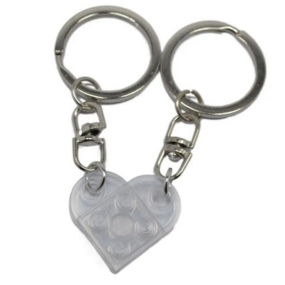 1 Pāris jaukas mīlestības sirds veidošanas bloku atslēgu piekariņi pāriem sievietēm vīriešiem draudzība atdalāma mīlestība sirds ķieģeļu atslēgu piekariņš rotaslietas dāvana