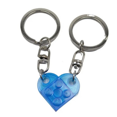 1 Pāris jaukas mīlestības sirds veidošanas bloku atslēgu piekariņi pāriem sievietēm vīriešiem draudzība atdalāma mīlestība sirds ķieģeļu atslēgu piekariņš rotaslietas dāvana