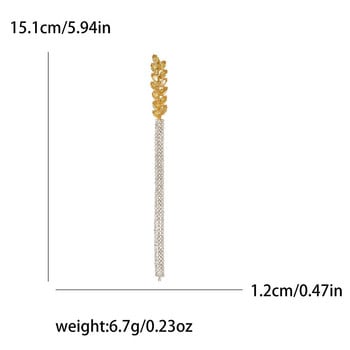 Dmari Луксозна дамска брошка Страз с дълга нишка Пискюли Реверни игли Пшеничен клас Аксесоари Бижута за дамско облекло