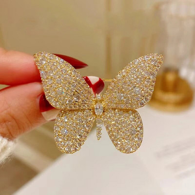 Zelta tulpju ziedu imitācijas pērļu sakta Spīdīga CZ Pilna ar Rhinestone Sieviešu saktas Metāla piespraudes ballītes nozīmīte Rotaslietas Dāvanas