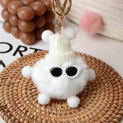Mini Cute Rex Rabbit Fluffy Keychain κούκλα Κρεμαστό με μπρελόκ Δημιουργικό καρτούν Αξεσουάρ μπρελόκ Ακουστικά Διακόσμηση τσάντας