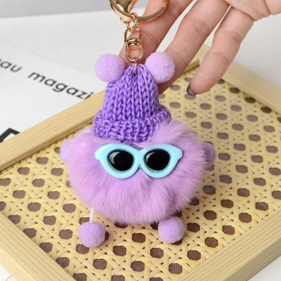 Mini Cute Rex Rabbit Fluffy Keychain κούκλα Κρεμαστό με μπρελόκ Δημιουργικό καρτούν Αξεσουάρ μπρελόκ Ακουστικά Διακόσμηση τσάντας
