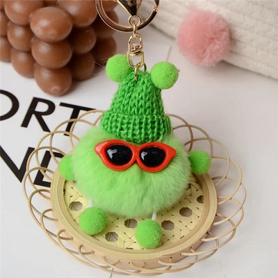 Mini Cute Rex Rabbit Fluffy Keychain κούκλα Κρεμαστό με μπρελόκ Δημιουργικό καρτούν Αξεσουάρ μπρελόκ Ακουστικά Διακόσμηση τσάντας