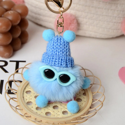 Mini Cute Rex Rabbit Fluffy Keychain κούκλα Κρεμαστό με μπρελόκ Δημιουργικό καρτούν Αξεσουάρ μπρελόκ Ακουστικά Διακόσμηση τσάντας