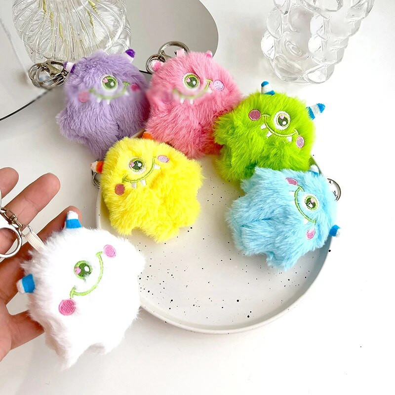 Creative Cute plīša Big Eyes Monster Keychain karikatūra plīša kulonu meiteņu somas aksesuāri