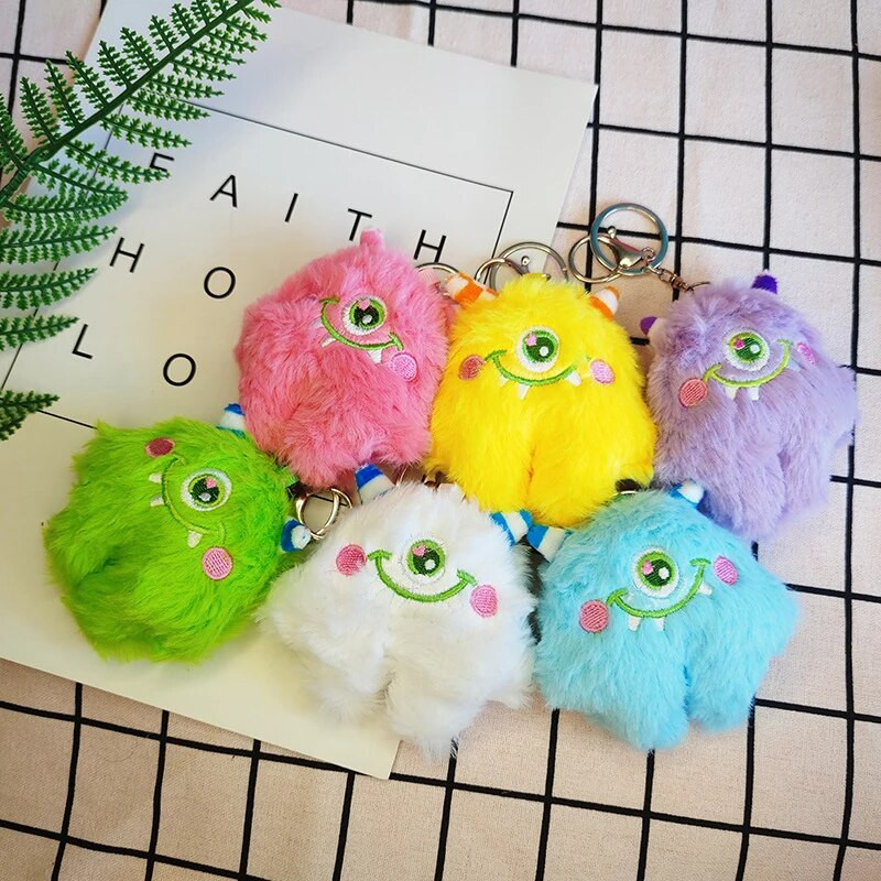 Creative Cute plīša Big Eyes Monster Keychain karikatūra plīša kulonu meiteņu somas aksesuāri