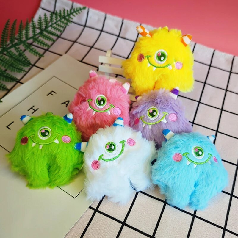 Creative Cute plīša Big Eyes Monster Keychain karikatūra plīša kulonu meiteņu somas aksesuāri