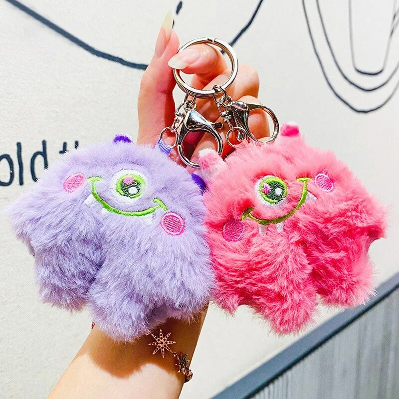 Creative Cute plīša Big Eyes Monster Keychain karikatūra plīša kulonu meiteņu somas aksesuāri