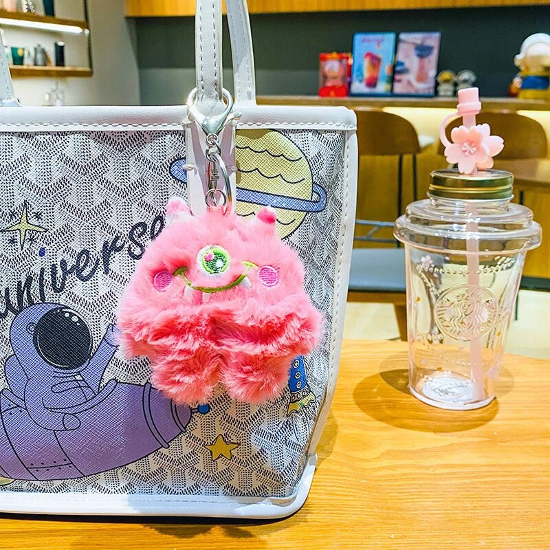 Creative Cute plīša Big Eyes Monster Keychain karikatūra plīša kulonu meiteņu somas aksesuāri