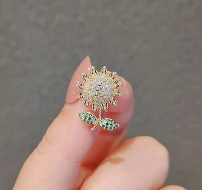 Elegantas zelta krāsas rožu ziedu saktas Sieviešu Meitenēm Rhinestone CZ Luksus sieviešu aksesuāri