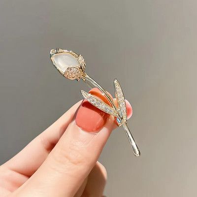 Elegantas zelta krāsas rožu ziedu saktas Sieviešu Meitenēm Rhinestone CZ Luksus sieviešu aksesuāri