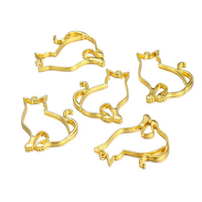 5db macska szegélyforma gyanta formák szilikon geometriai üreges fém keret keret epoxi gyanta formák medál barkács ékszerkészítéshez