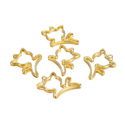 5db macska szegélyforma gyanta formák szilikon geometriai üreges fém keret keret epoxi gyanta formák medál barkács ékszerkészítéshez