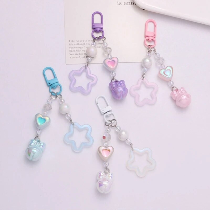 Gradients/vienkrāsains Star Charm atslēgu piekariņš jauks kulons automašīnas atslēgu piekariņš mugursomas dekorēšana modes soma šarmu rotaslieta dāvana