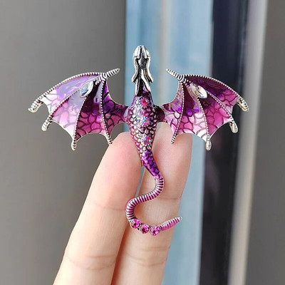 Vintage σμάλτο Dragon καρφίτσες για άνδρες Γυναικείες Rhinestone Flying Dragon Clothes Κοστούμι πάρτι Καρφίτσες γραφείου καρφίτσα κοσμήματα Δώρα