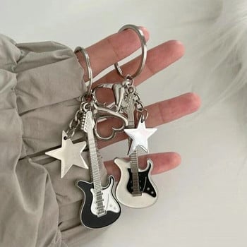 Y2k Guitar Love Heart Ключодържател за мъже, жени Star Sweet Keychain Cool Trendy Fashion Pendant Rock Punk Vintage Accessories Gift