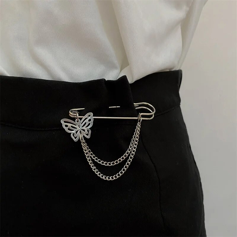Korejiešu stila metāla tauriņu ķēdes sakta sievietēm vīriešu uzvalku dekorēšana pušķu ķēde metāla krelles pin auduma rotaslietas aksesuāri