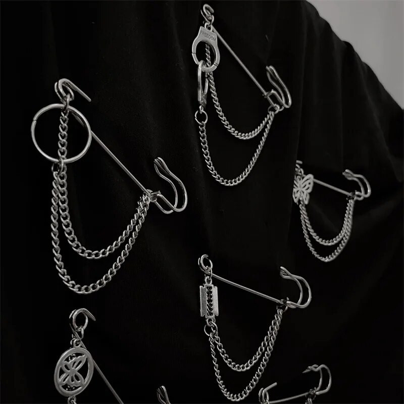 Korejiešu stila metāla tauriņu ķēdes sakta sievietēm vīriešu uzvalku dekorēšana pušķu ķēde metāla krelles pin auduma rotaslietas aksesuāri