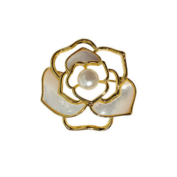 1 БР. Ново цвете на лале Златна брошка Елегантен дизайн Усещане за роза Бижута от бял камък Луксозни 2024 г. Високо качество