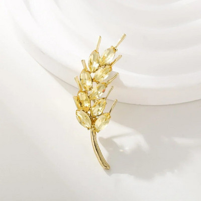 Broșe pentru femei, la modă, cu strasuri, urechi de grâu, ace cu plante albastre și galbene, accesorii casual pentru petrecere, cadou pentru Anul Nou