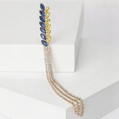 Broșe pentru femei, la modă, cu strasuri, urechi de grâu, ace cu plante albastre și galbene, accesorii casual pentru petrecere, cadou pentru Anul Nou