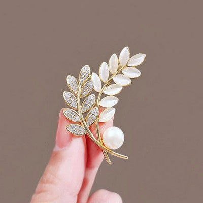 Broșe pentru femei, la modă, cu strasuri, urechi de grâu, ace cu plante albastre și galbene, accesorii casual pentru petrecere, cadou pentru Anul Nou