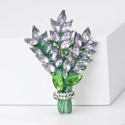 Broșe pentru femei, la modă, cu strasuri, urechi de grâu, ace cu plante albastre și galbene, accesorii casual pentru petrecere, cadou pentru Anul Nou