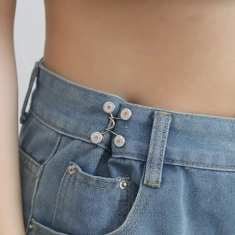 2gab Svārki Bikses Savelkams viduklis Piespraudes Džinsi Regulējams Viduklis Saspraudes Poga Pērle Sieviešu Piespraudes Komplekts DIY Apģērbu Aksesuāri