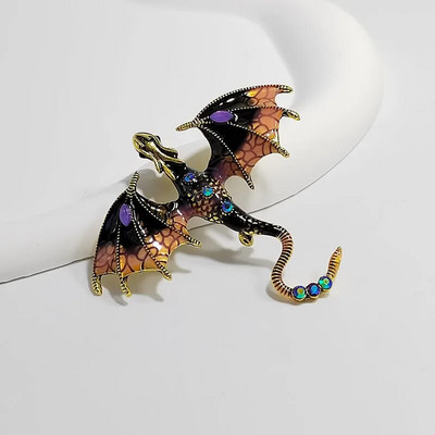 Vintage emaljas pūķa saktas vīriešiem Sieviešu apģērba uzvalks 6 krāsu kalnu strēles lidojošs pūķis saktas piespraudes ballīte biroja drauga dāvanas