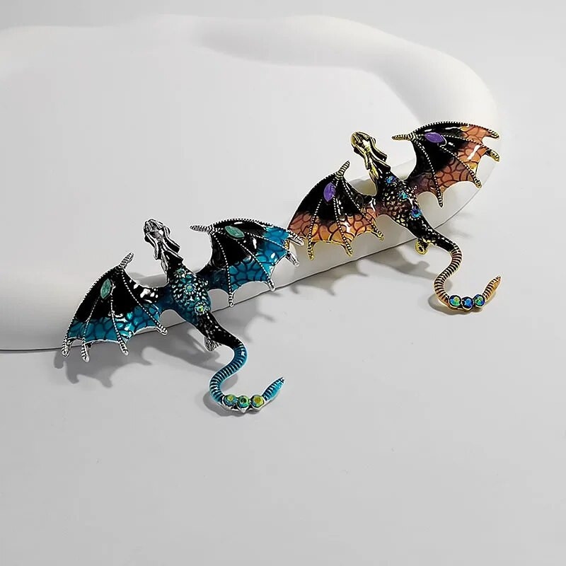 Vintage emaljas pūķa saktas vīriešiem Sieviešu apģērba uzvalks 6 krāsu kalnu strēles lidojošs pūķis saktas piespraudes ballīte biroja drauga dāvanas