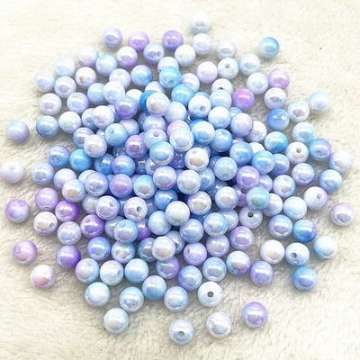 6mm 8mm 10mm apaļas akrila pērļu krelles, brīvas starplikas krelles rotaslietu izgatavošanai, rokassprādzes kaklarota kulonu auskari