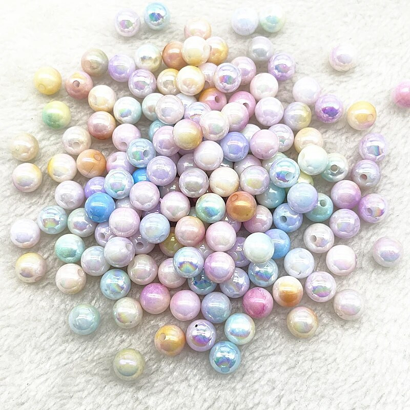 6mm 8mm 10mm apaļas akrila pērļu krelles, brīvas starplikas krelles rotaslietu izgatavošanai, rokassprādzes kaklarota kulonu auskari