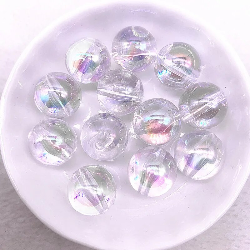 Jaunas 4 - 14 mm AB krāsu akrila krelles, apaļas, brīvas starplikas krelles rotaslietu izgatavošanai, DIY apģērbu aksesuāri