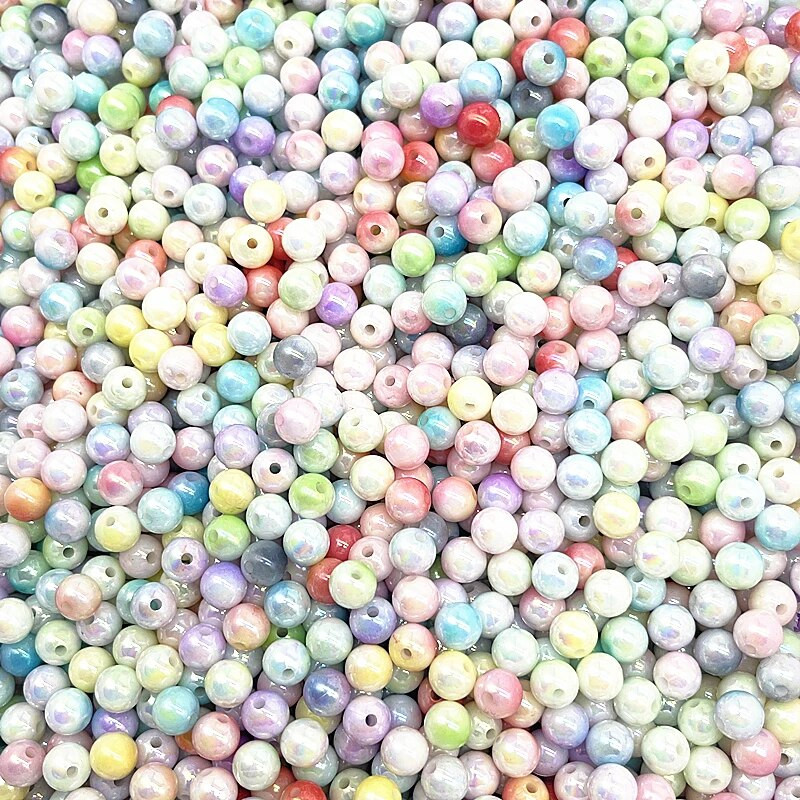 4mm 6mm 8mm 10mm Κρεμ Σειρά Στρογγυλές Ακρυλικές Πέρλες Χάντρες Loose Spacer Beads for Jewelry Making DIY βραχιόλια σκουλαρίκια κολιέ